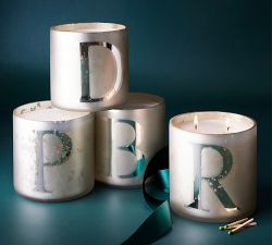 Alphabet Mercury Glass Scented Candles - Frosted Pine