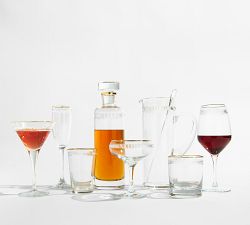 Etched Gold Rim Coupe Glasses - Set of 4