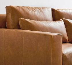 York Square Arm Deep Seat Leather Sofa (60&quot;&ndash;95&quot;)