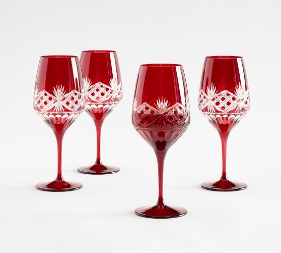 Antique Cut Wine Stem Glasses