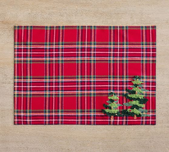 Elliot Plaid Embroidered Cotton Placemats - Set of 4