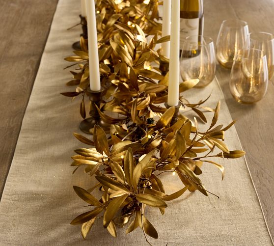 Faux Lit Gold Olive Garland