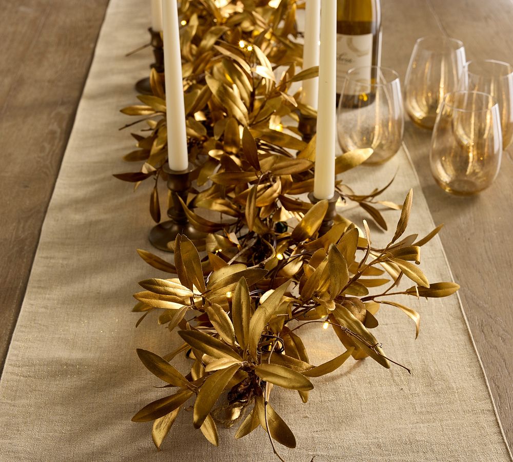 Faux Lit Gold Olive Garland