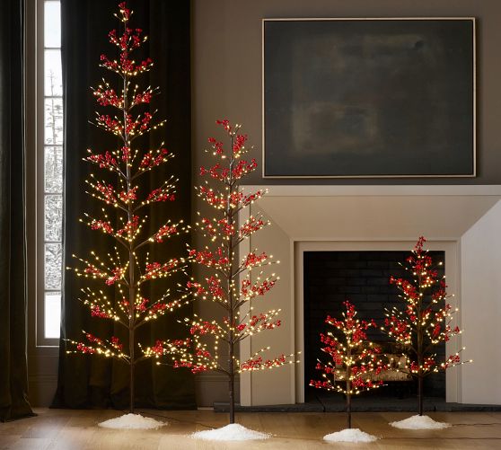 Lit Twinkling Twig Berry Tree