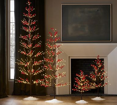 Lit Twinkling Twig Berry Tree