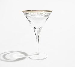 Etched Gold Rim Handcrafted Martini Glasses - Set of 4