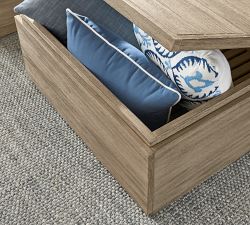 Indio Eucalyptus Modern Platform Outdoor Coffee Table with Storage (33&quot;)