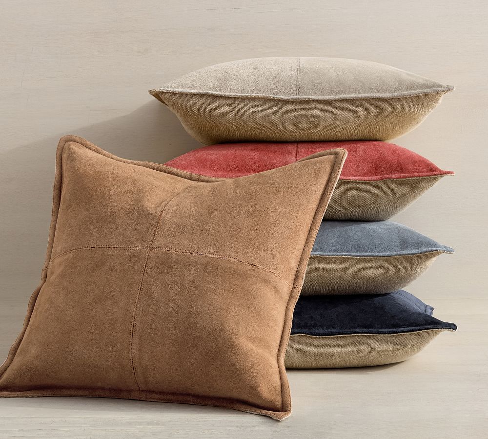 Pieced Suede Pillow - Camel