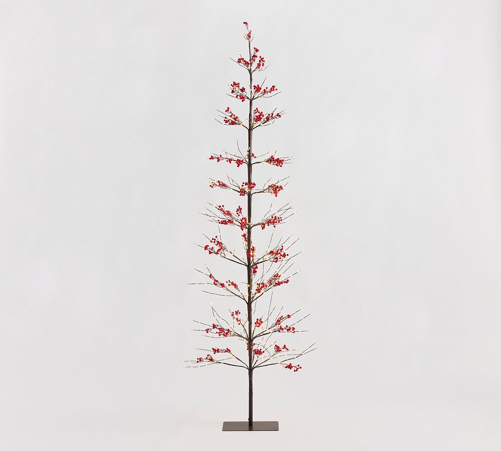 Lit Twinkling Twig Berry Tree- 7' red