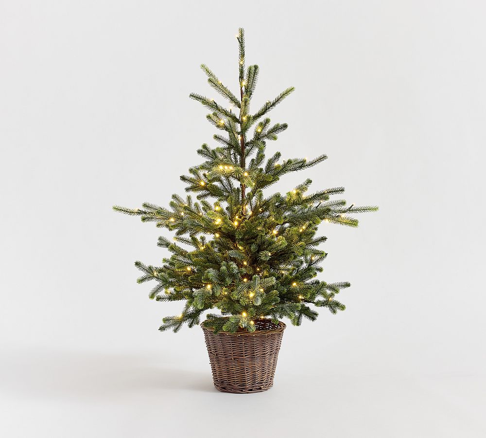Faux Lit Blue Spruce Tree
