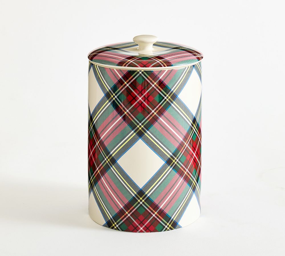 Stewart Plaid Stoneware Cookie Jar