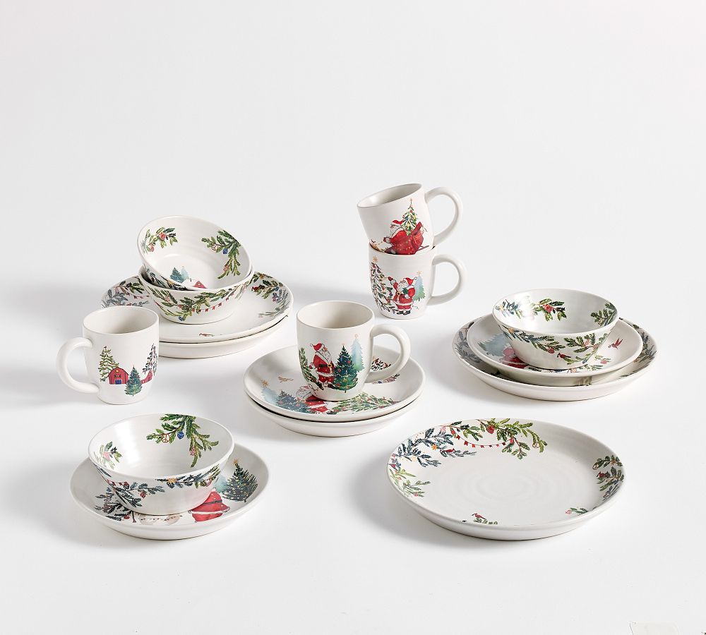 Christmas in the Country 16-Piece Stoneware Dinnerware Set