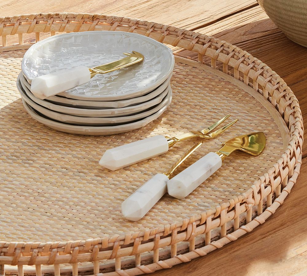 Aida Marble-Handled Cheese Knives, Set of 4