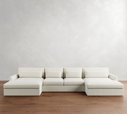 Westwood Fin Arm Deep Seat Slipcovered Double Chaise Sectional (172&quot; - 185&quot;)