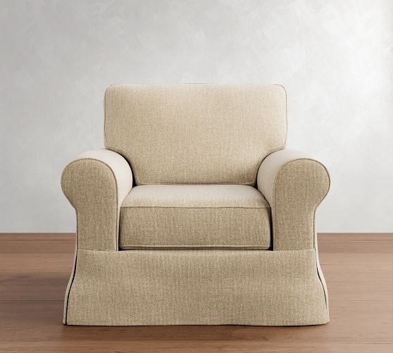 Buchanan Roll Arm Slipcovered Swivel Chair