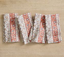 Darcy Block Print Organic Cotton Napkins - Set of 4