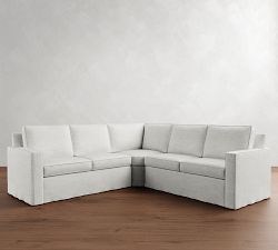 Cameron Square Arm Slipcovered 3-Piece L-Shaped Wedge Sectional (108&quot;)