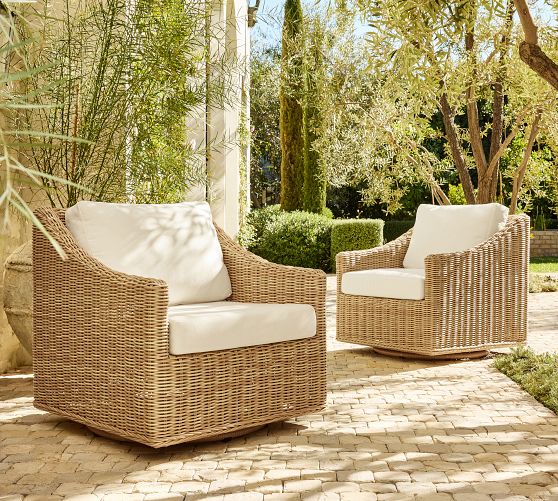 Huntington Slim Slope Arm Swivel Outdoor Lounge Chair, Set of 2