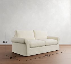 PB Comfort Modern Roll Arm Slipcovered Sleeper Sofa (62&quot;-87&quot;)