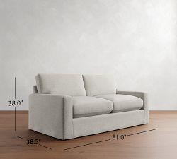PB Comfort Modern Square Arm Slipcovered Sleeper Sofa (57&quot;-81&quot;)