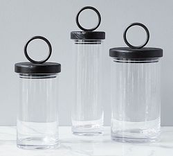 Black Wood &amp; Iron Handled Canisters