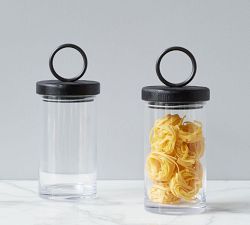 Black Wood &amp; Iron Handled Canisters