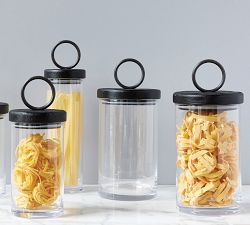 Black Wood &amp; Iron Handled Canisters