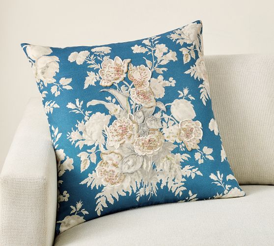 Bethany Floral Reversible Embroidered Pillow