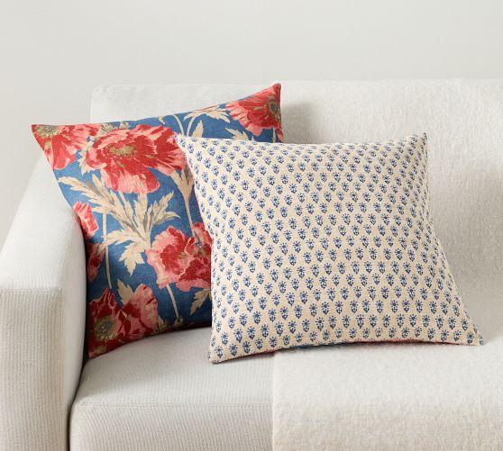 Poppy Vintage Floral Reversible Printed Pillow