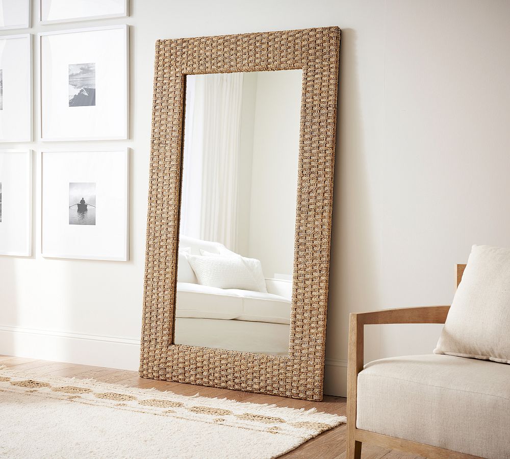 Capitola Wide Woven Floor Mirror