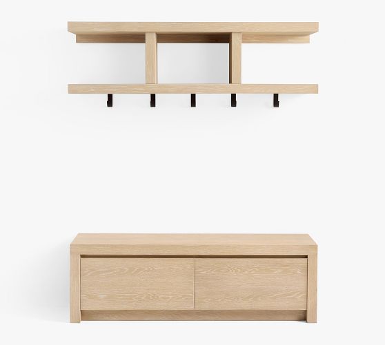 Newport Entryway Wall Shelf & Storage Bench Set (56")