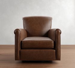 Irving Roll Arm Leather Swivel Glider