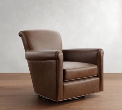 Irving Roll Arm Leather Swivel Glider