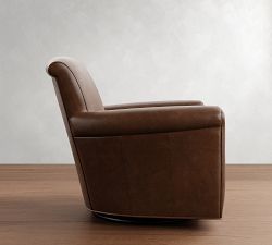 Irving Roll Arm Leather Swivel Glider