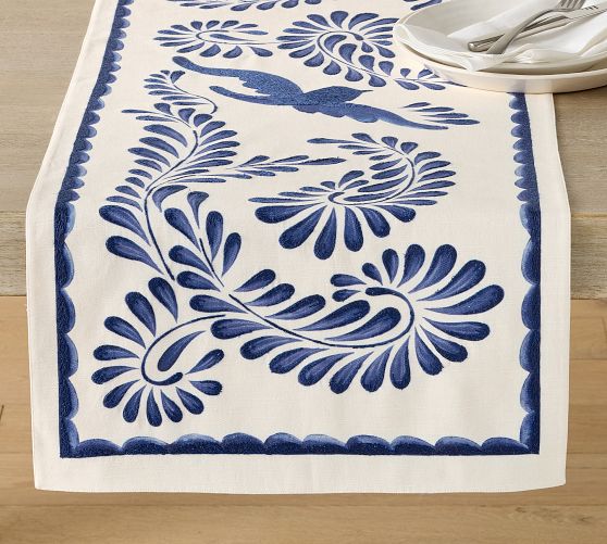Puebla Embroidered Organic Cotton Table Runner
