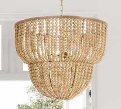 Bristol Wood Bead 2-Tier Chandelier (30&quot;)