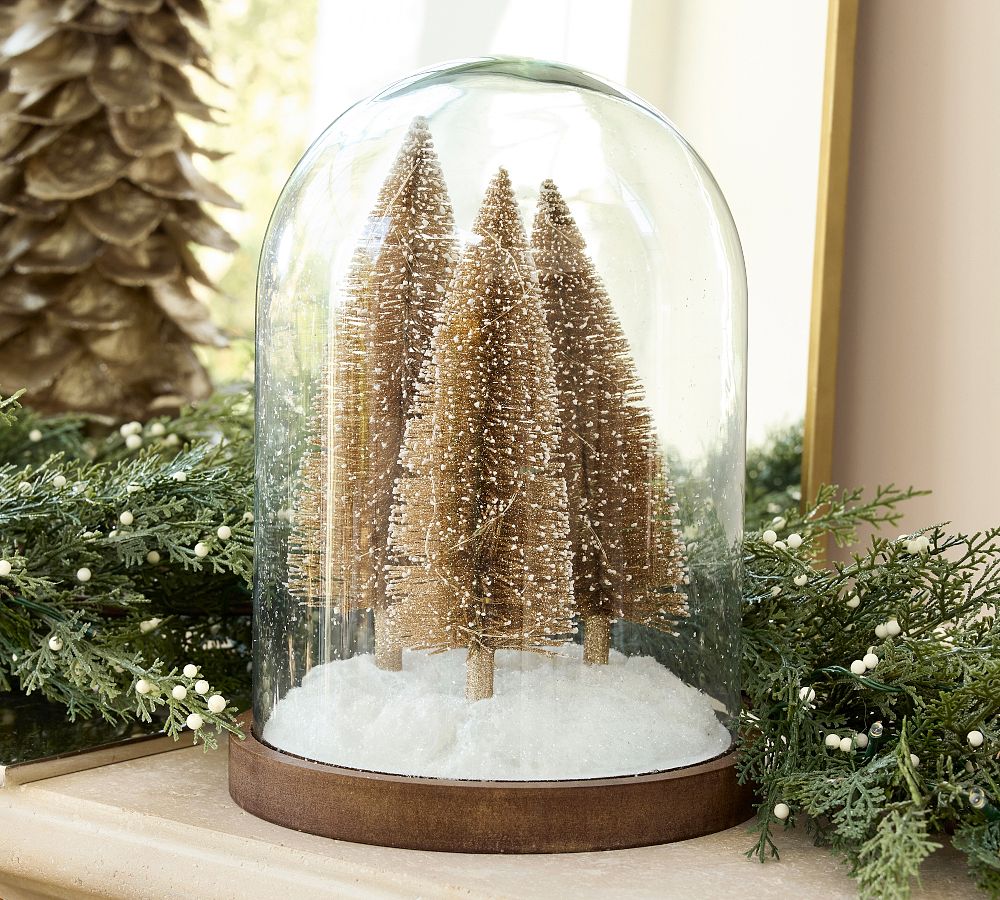 Lit Glitter Tree Cloche