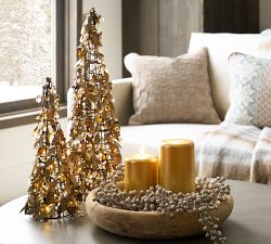 Modern Curved Gold Wax Pillar Candle