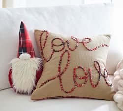 Love Script Reversible Plaid Pillow Cover