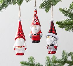 Mercury Glass Gnome Ornaments Set Of 3
