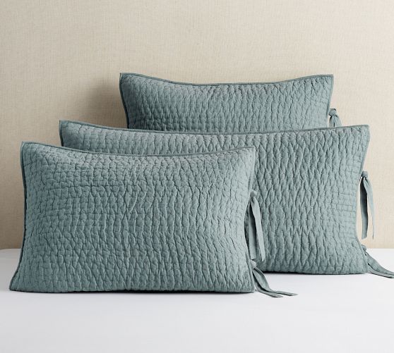 Pick-Stitch Handcrafted Cotton/Linen Quilted Sham
