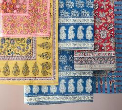 Annalise Block Print Cotton Tablecloth