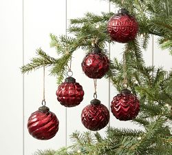 Mercury Glass Adorned Ornament Set - Gold