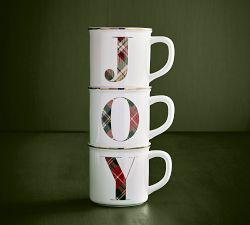 Stewart Plaid Alphabet Stoneware Mug