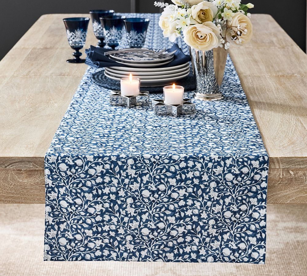 Hanukkah Botanical Organic Cotton Table Runner