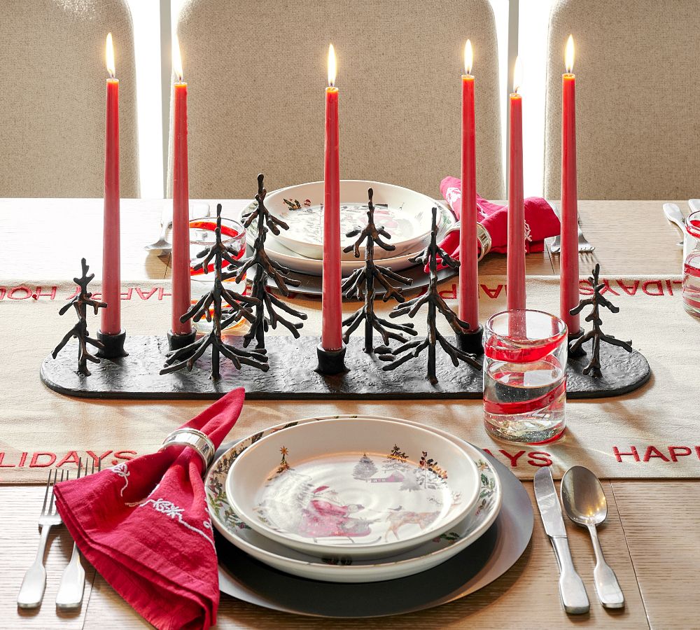 Sculpted Bronze Tree Candle Holder Centerpiece