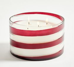 Candy Striped Glass Scented Candle - Frosted Peppermint