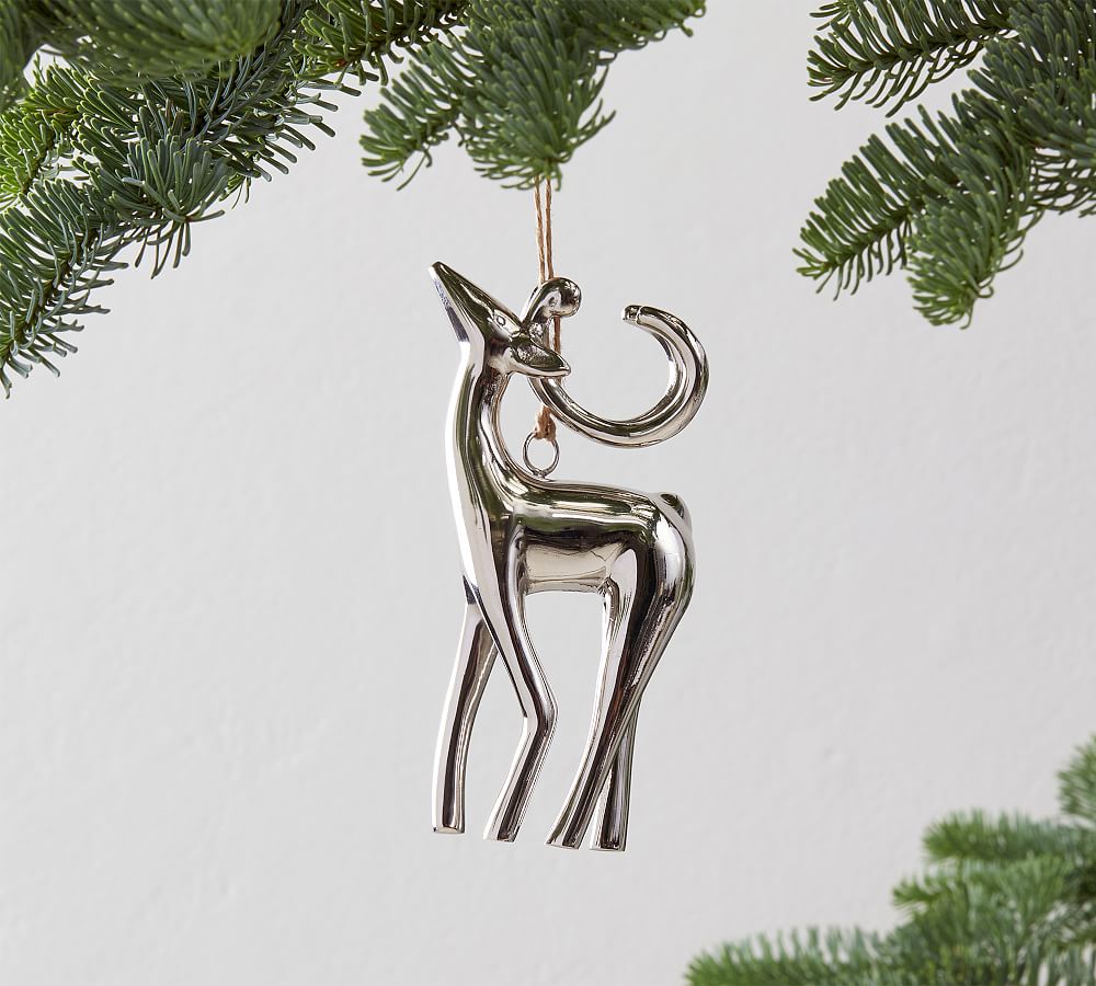 Silver Reindeer Ornament