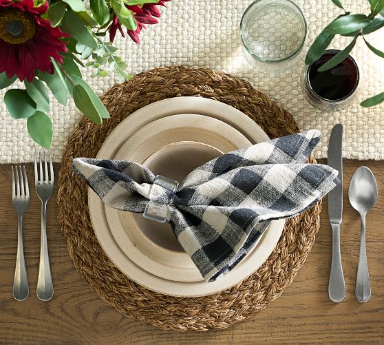 Dalton Check Cotton/Linen Napkins - Set of 4