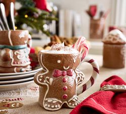 Gingerbread Stoneware Mugs - Set of 4